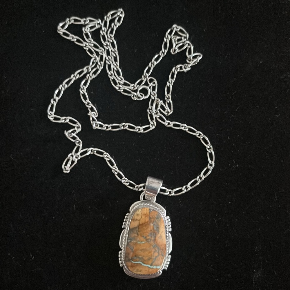 Bumblebee Jasper Sterling Silver pendant and necklace Navajo